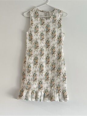 American Eagle Outfitters White Floral Smocked Midi Dress